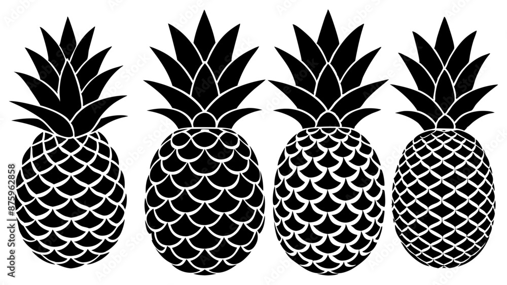 Pineapple fruit silhouette vector illustration Pineapple fruit silhouette vector illustration