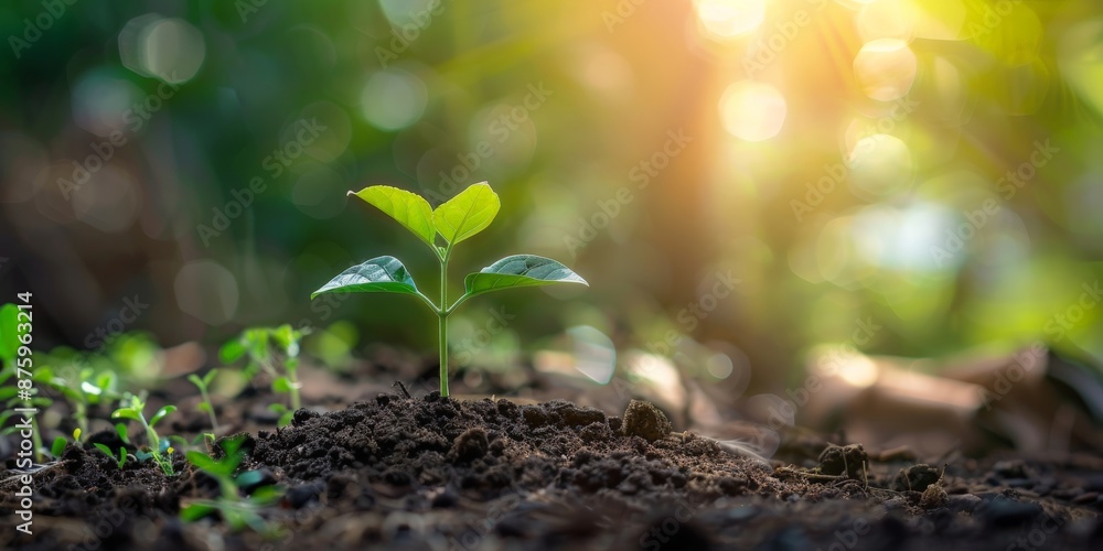 Young Plant Thrives in Sunlit Garden Young Plant Thrives in Sunlit Garden