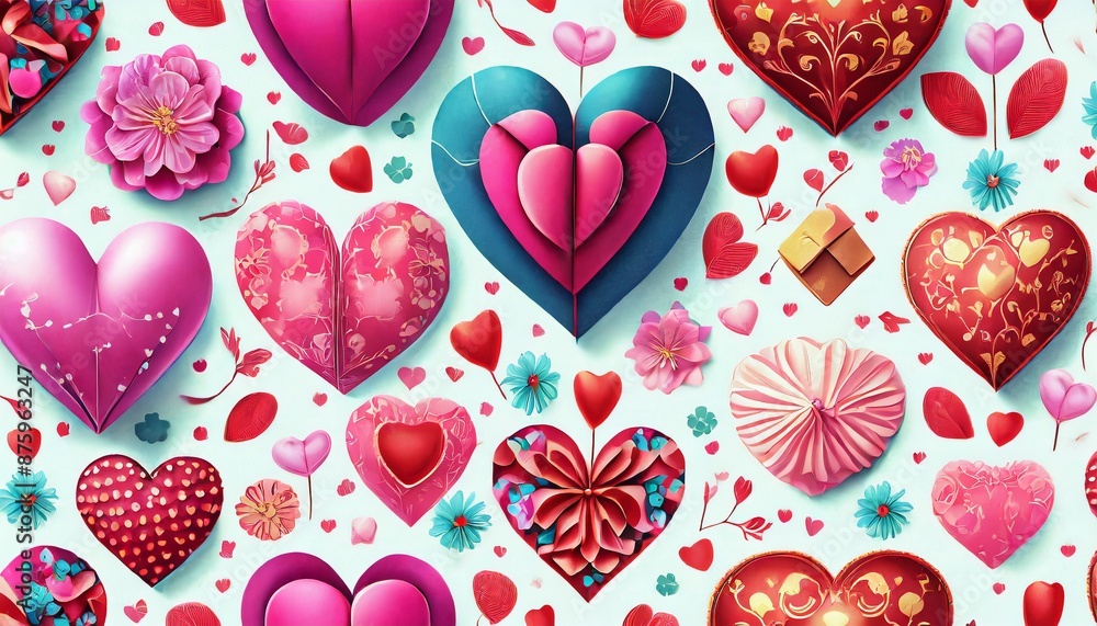 Fototapeta premium seamless pattern with hearts