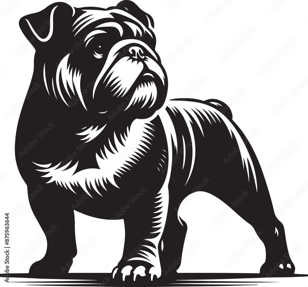 British bulldog silhouette line art clip art,vector black color silhouette British bulldog silhouette line art clip art,vector black color silhouette