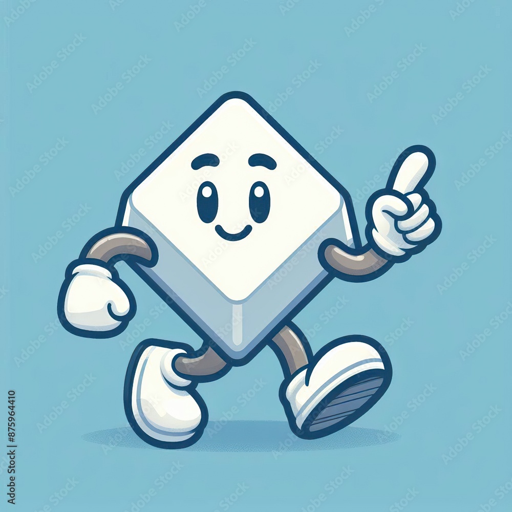 Cheerful Keyboard Key Mascot Index finger up Character Illustration. Cheerful Keyboard Key Mascot Index finger up Character Illustration.