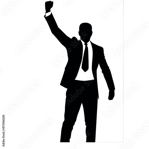 smart and stylish, successful businessman wearing a shoes, raised hand vector silhouette 