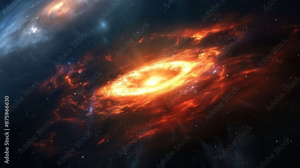 Fiery Cosmic Spiral in the Vastness of Space Fiery Cosmic Spiral in the Vastness of Space