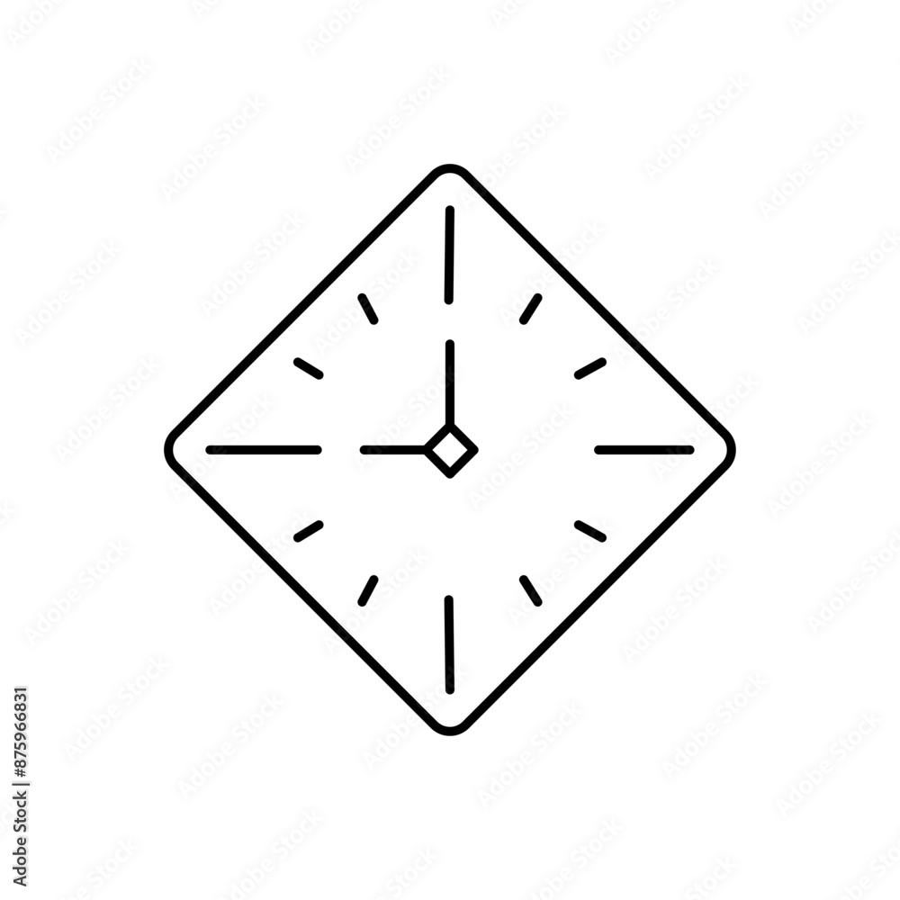 square analog clock on white background. square analog clock interface square analog clock on white background. square analog clock interface