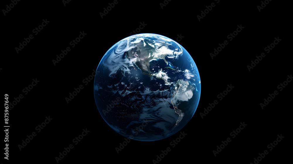 Earth seen from space, isolated on black background Earth seen from space, isolated on black background