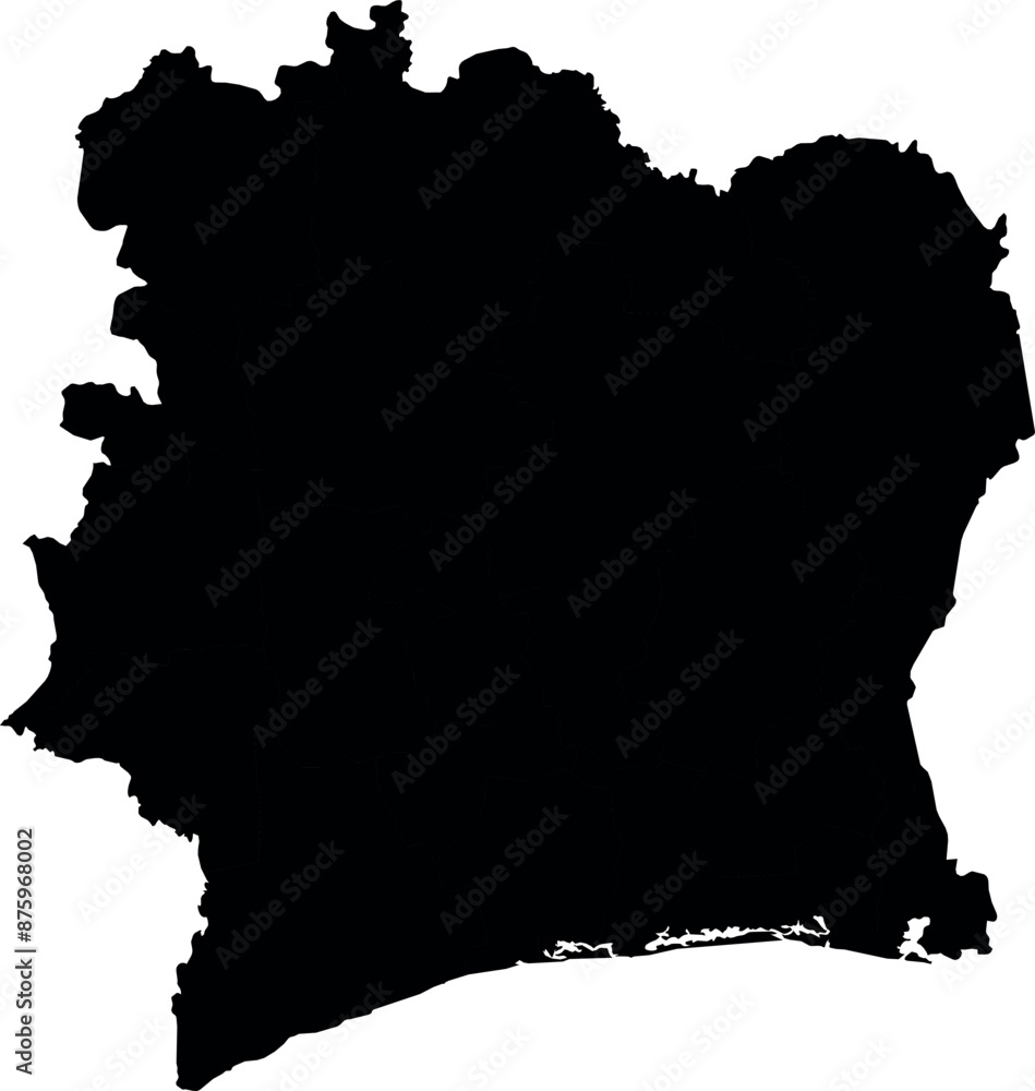 Vector silhouette map of ivory coast Vector silhouette map of ivory coast