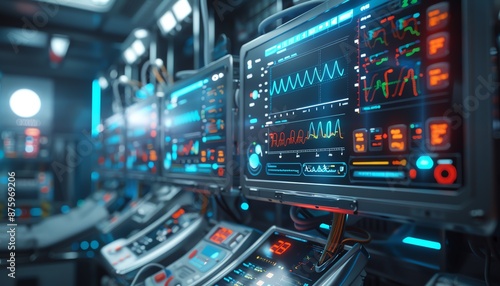 Wallpaper Mural Medical monitors in ICU, vital signs, hightech equipment Torontodigital.ca