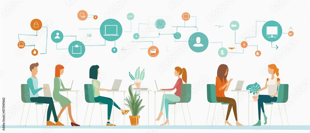 Onboarding process, new hire orientation, flat design illustration ...