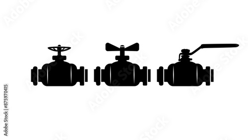 Pipe valve emblem, black isolated silhouette