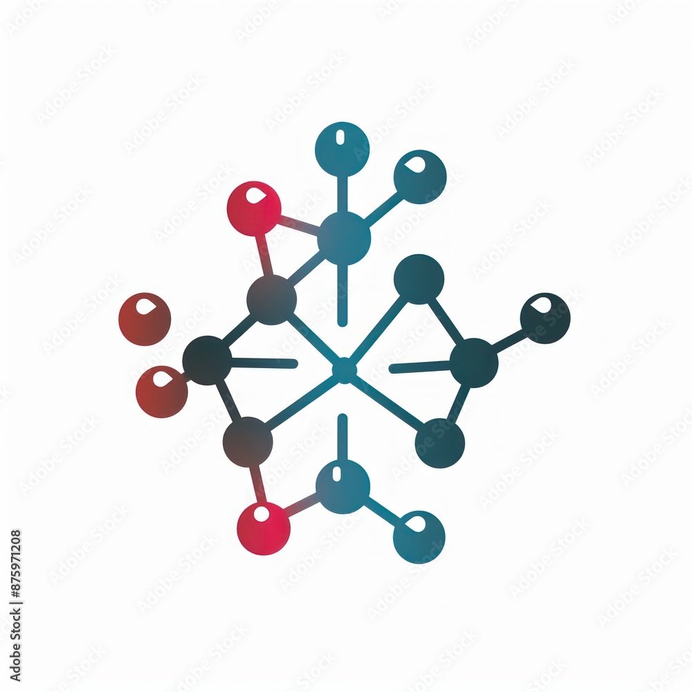Abstract Molecular Structure in Red and Blue Abstract Molecular Structure in Red and Blue