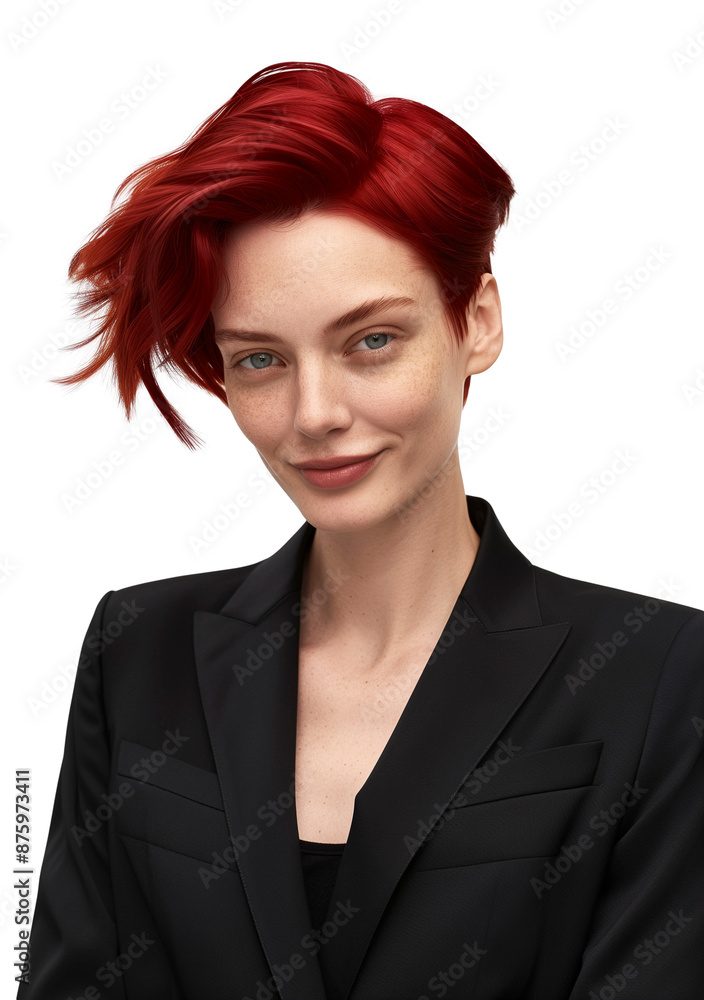 Woman With Short Red Hair Wearing a Black Blazer Woman With Short Red Hair Wearing a Black Blazer