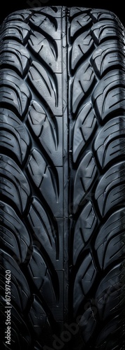 Obraz na płótnie Extreme close up of a tire structure clean dry and glossy dark symmetrical frontal view sophisticated studio photography black background w salonie