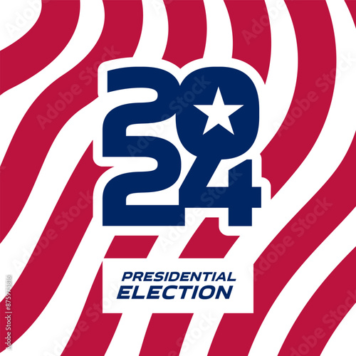 2024 US Presidential Election Design element: Patriotic Design for Campaign Materials. Bold Red, White, Blue Graphics with Star. Perfect for Political Advertising, News Media, and Electoral Coverage.