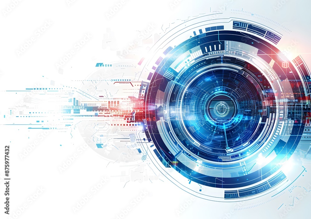 Obraz premium Abstract Technology Background with Blue and Red Circular Design