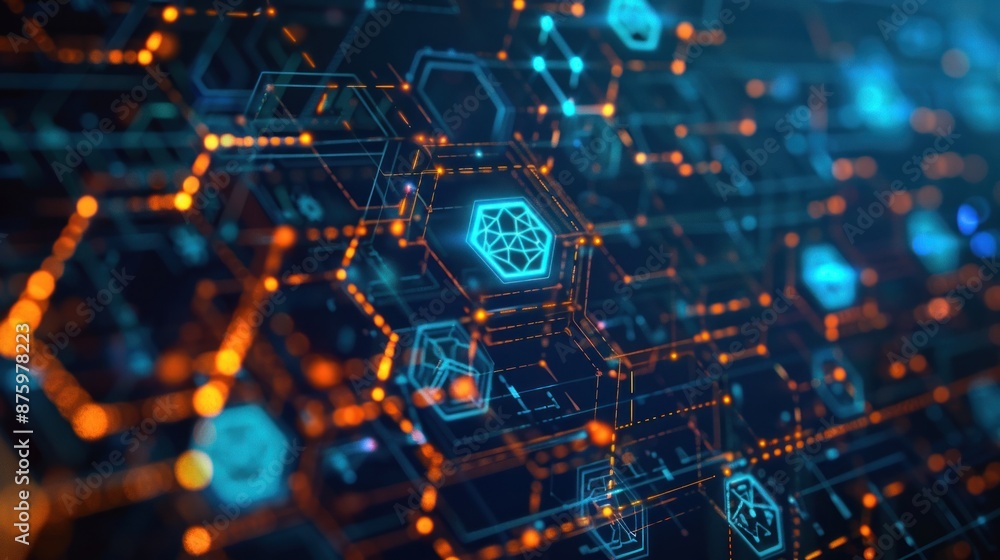 Abstract Digital Network of Hexagons Abstract Digital Network of Hexagons