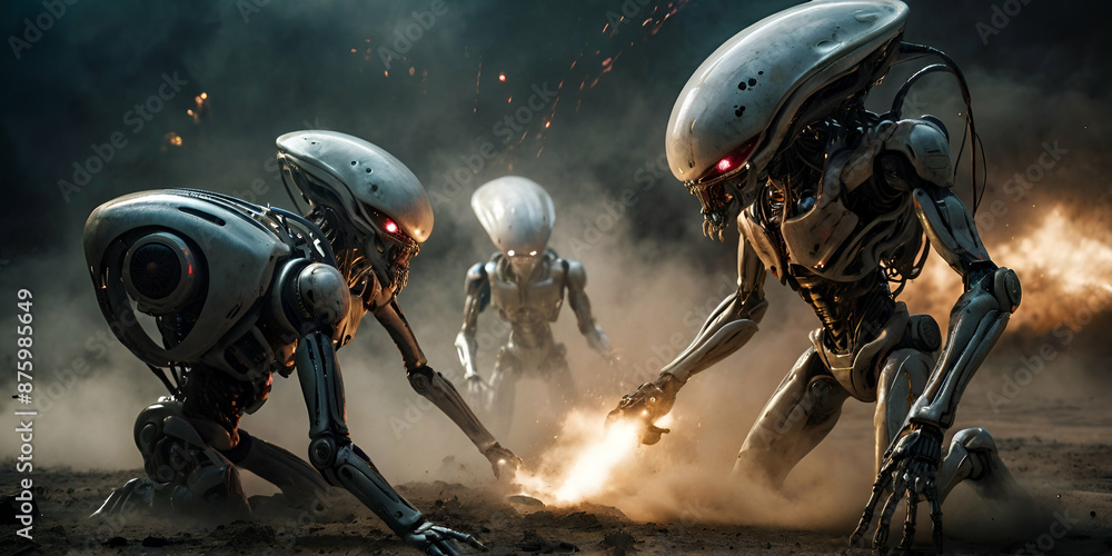 Fototapeta premium Alien Fleet Approaching Earth to Destroy