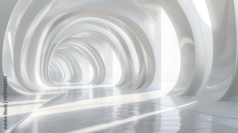 Futuristic white abstract architecture with lines and curves Futuristic white abstract architecture with lines and curves