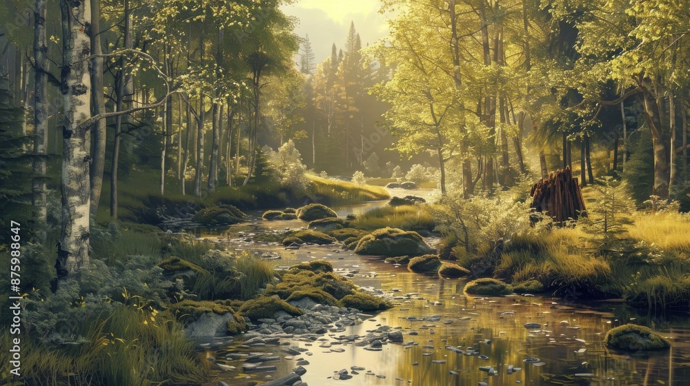 Obraz premium Natural resource management, hyper realistic, vintage conservation efforts, retro environmental theme