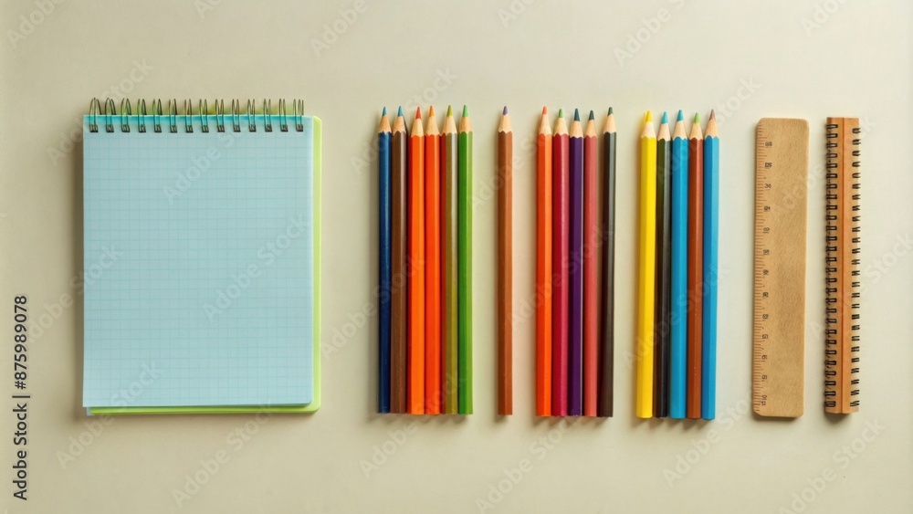 colorful school supplies such as pencils, notebooks, and rulers colorful school supplies such as pencils, notebooks, and rulers