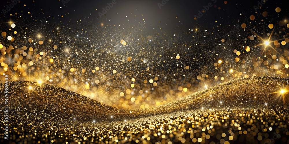 Obraz premium Luxurious black and gold abstract background with sparkling glitter, luxury, abstract, graphic, design, elegant