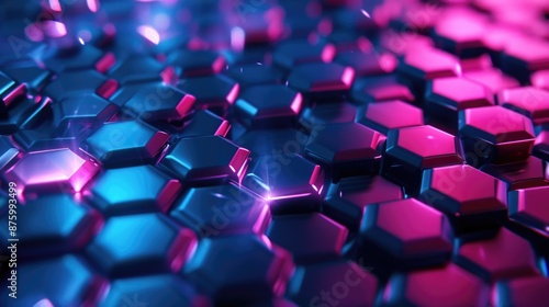 Futuristic neon hexagonal pattern technology background