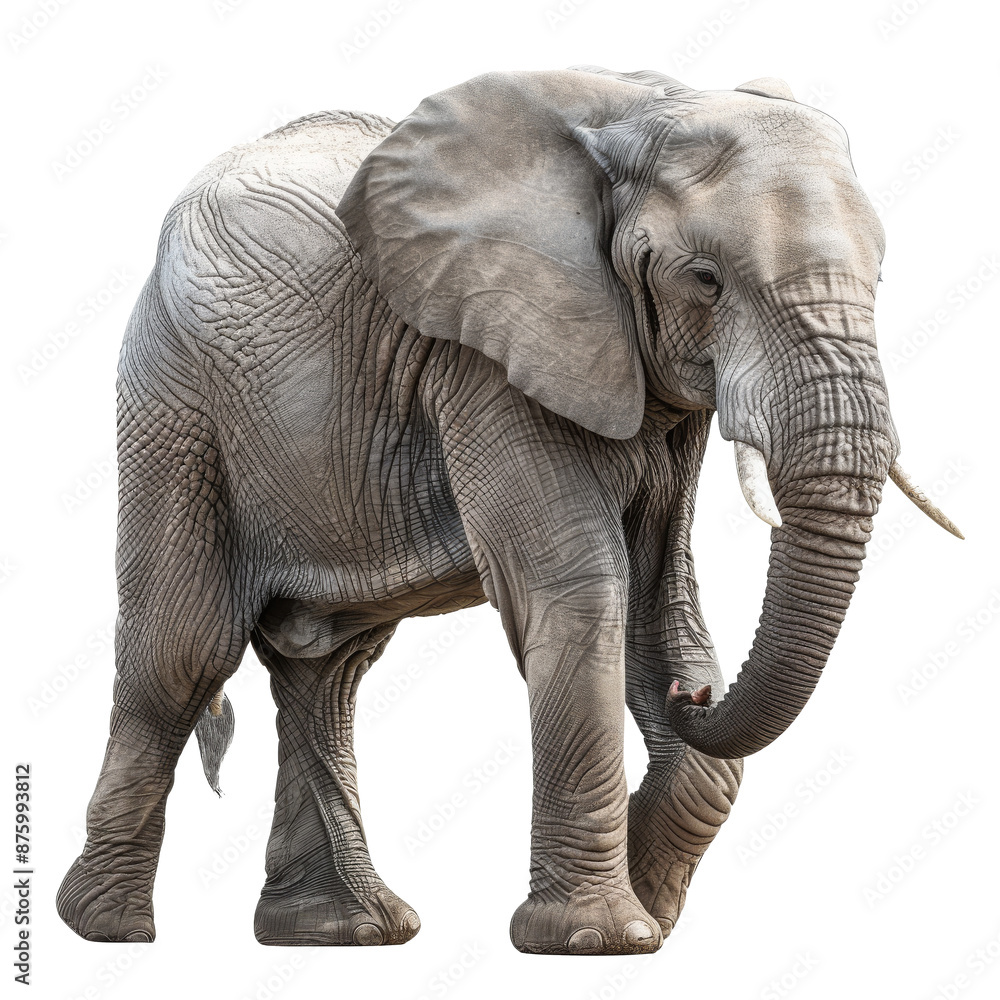 Fototapeta premium Majestic African Elephant on White Background