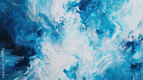 Wallpaper Mural Acrylic paint with white and blue abstract background Torontodigital.ca
