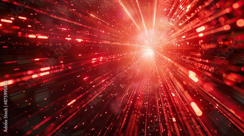 3D Render red Rays of Light