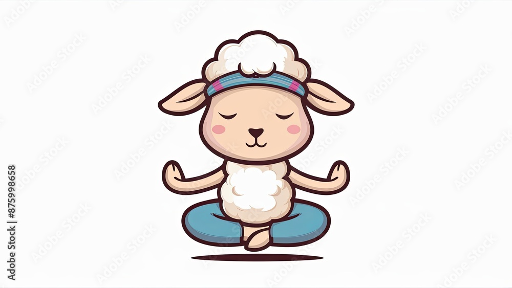 Vector illustration of Cute Sheep Meditation Yoga Cartoon mascot design vector illustration, logo template isolated on white background Generative AI Vector illustration of Cute Sheep Meditation Yoga Cartoon mascot design vector illustration, logo template isolated on white background Generative AI