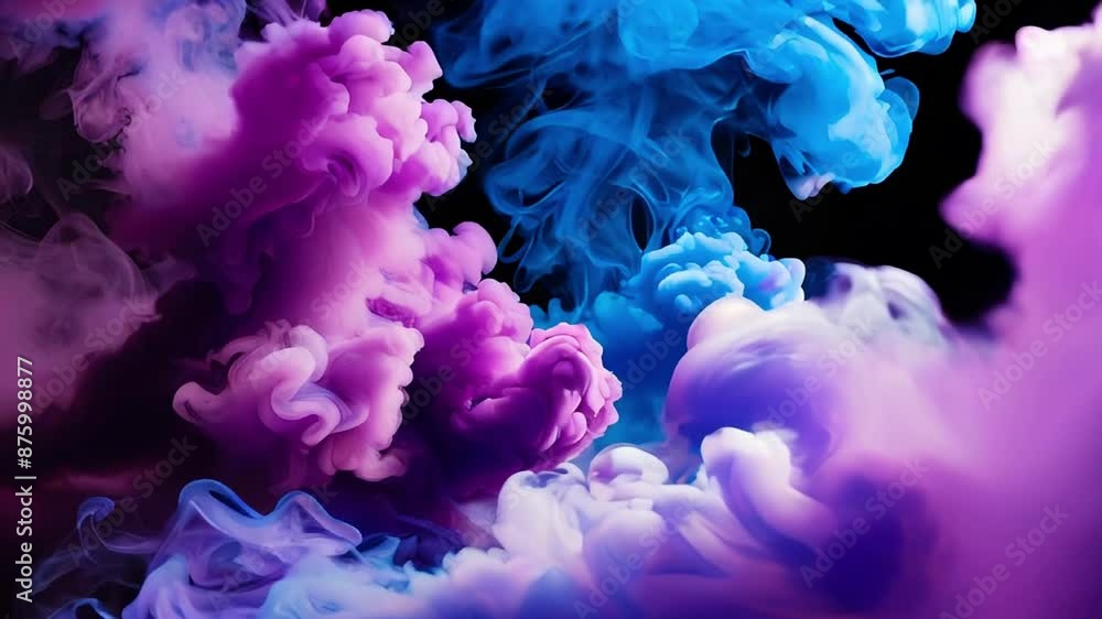 purple and blue smoke in dark with delicate tendrils and curls purple and blue smoke in dark with delicate tendrils and curls