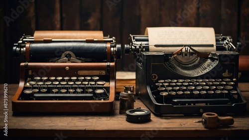 Vintage typewriters and old-fashioned writing tools