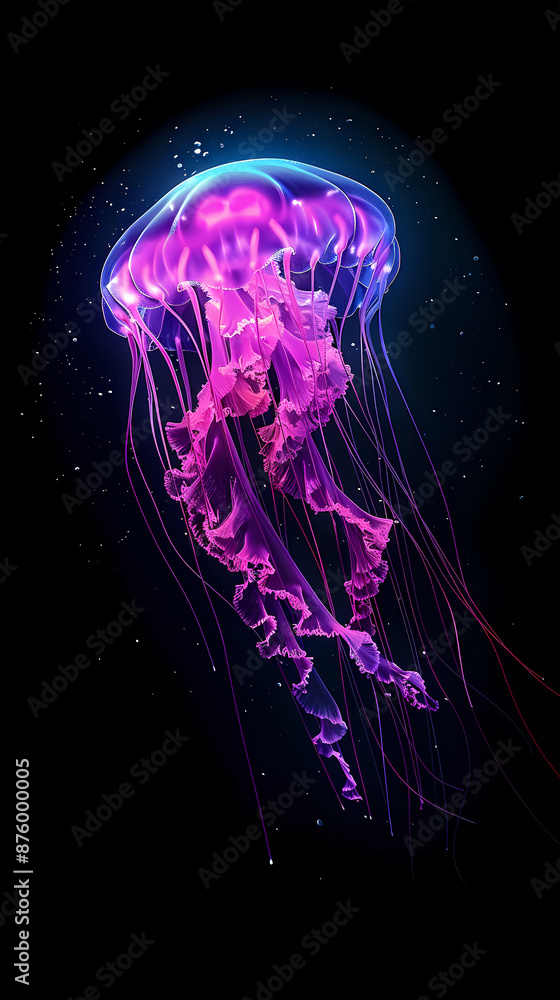 Beautiful glowing jellyfish in the ocean Beautiful glowing jellyfish in the ocean