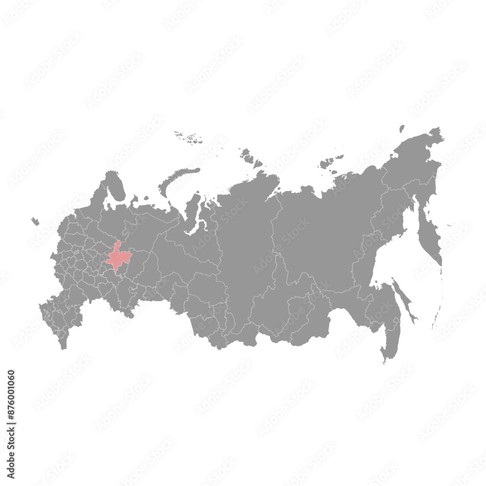 Kirov Oblast map, administrative division of Russia. Vector illustration. Kirov Oblast map, administrative division of Russia. Vector illustration.