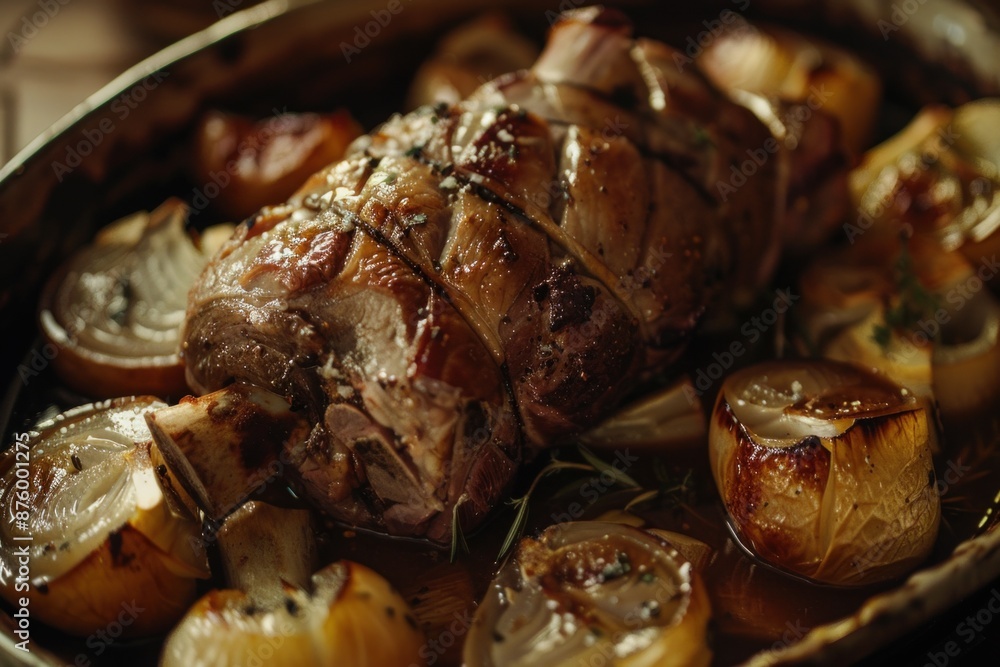 Roasted leg of lamb with caramelized onions and herbs Roasted leg of lamb with caramelized onions and herbs