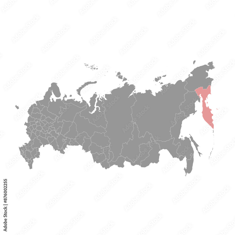Kamchatka Krai map, administrative division of Russia. Vector illustration.