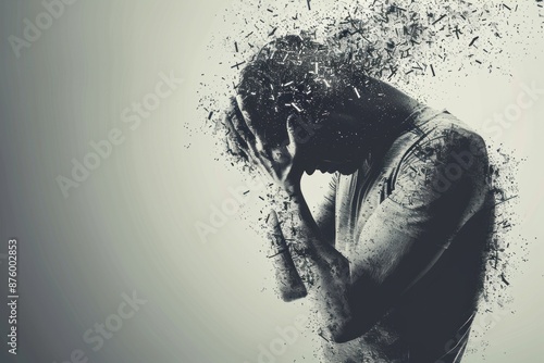 Man experiencing depression and mental breakdown