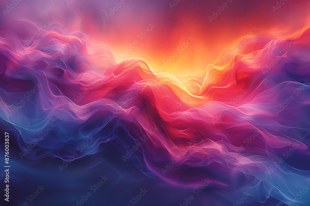 Obraz premium Vibrant Horizon: Abstract Red, Blue, Green, Yellow Landscape