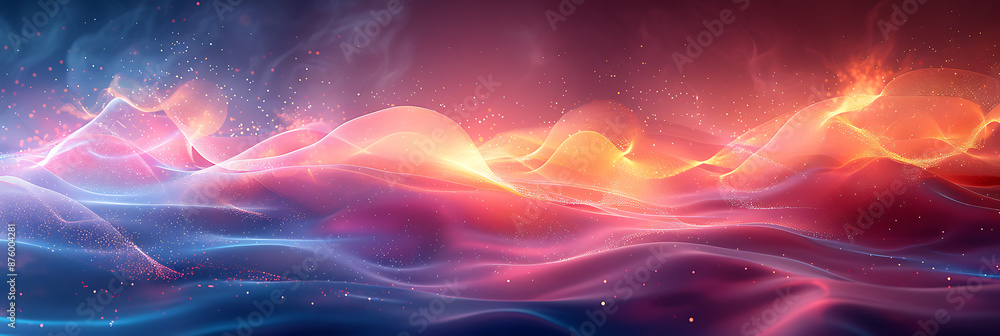 Obraz premium Neon-Tech Abstract Banner with Empty Space