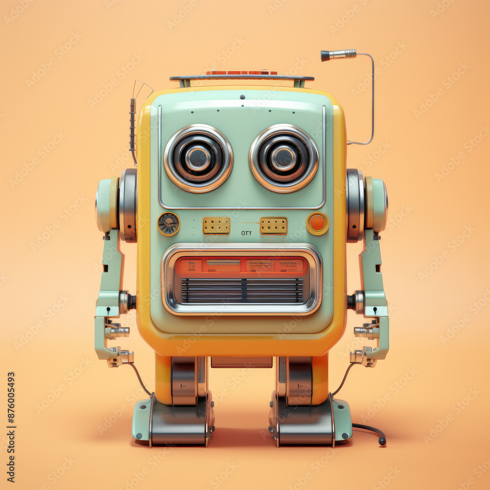 Fototapeta premium AI Robot with Minimalist Vintage Design