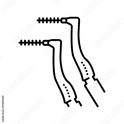 Interdental brush line black icon