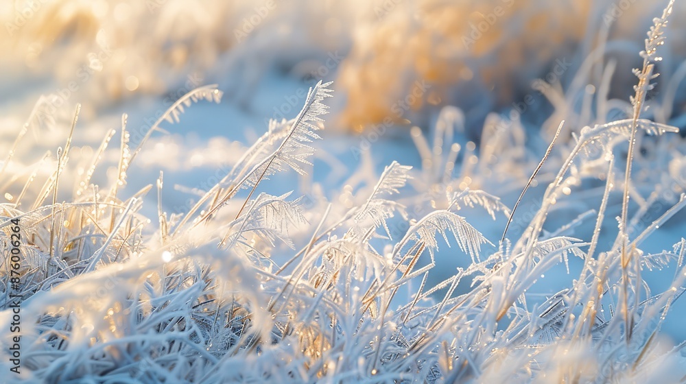 Tranquil Beauty of Winter: Close-Up Frost Patterns with Soft Natural Light Tranquil Beauty of Winter: Close-Up Frost Patterns with Soft Natural Light