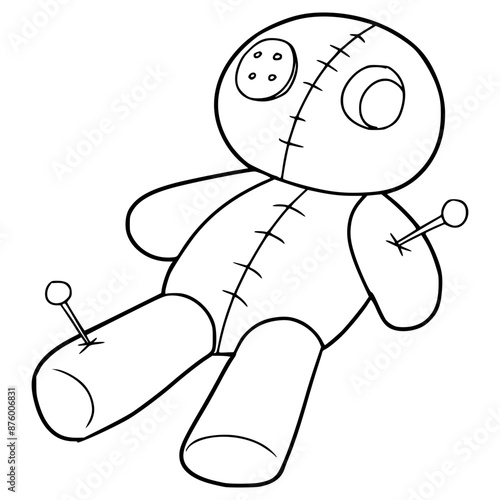 voodoo doll illustration hand drawn outline vector