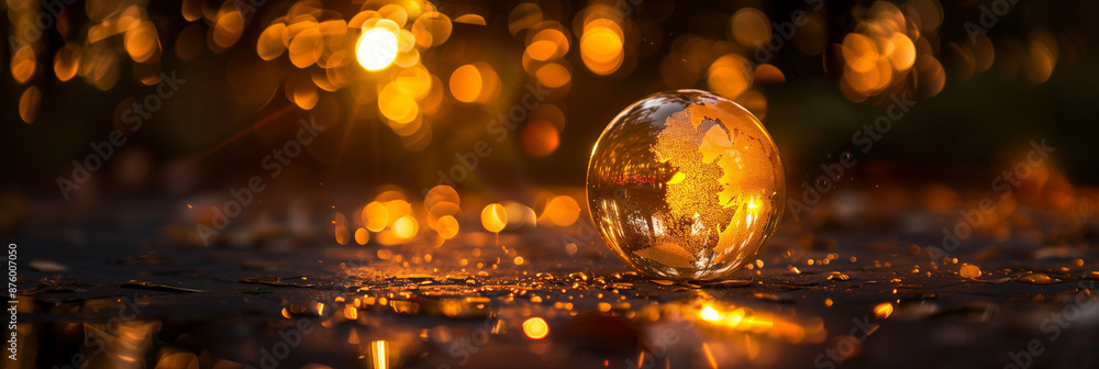 Golden globe in a sea of golden lights Golden globe in a sea of golden lights
