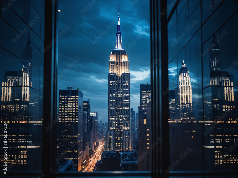 custom made wallpaper toronto digitalIllustration of evening view of the empire state building from a skyscraper window in new york city