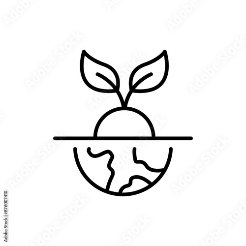 Earth plant outline icons, minimalist vector illustration ,simple transparent graphic element .Isolated on white background
