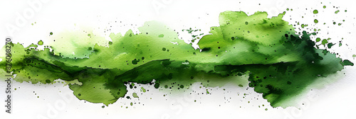 Green watercolor splatter design on transparent background.