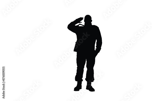 Soldier in uniform with weapon on white background
