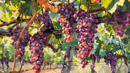 grape vines in autumn, vineyard