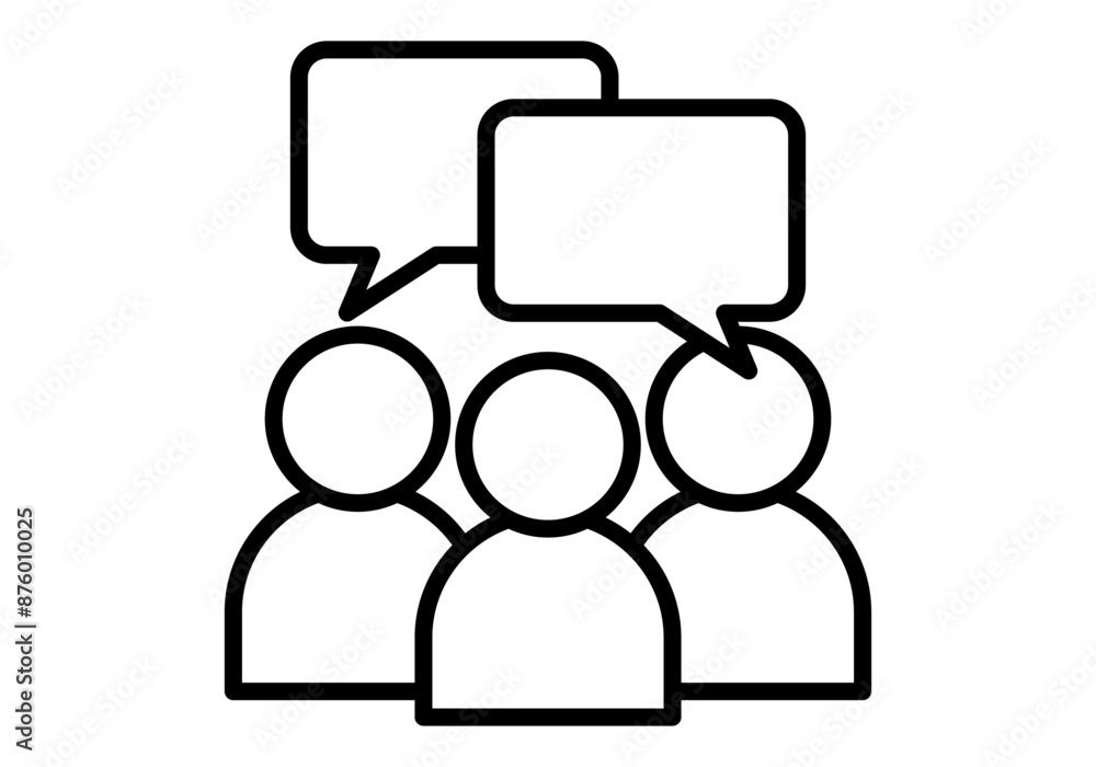 Icono negro de grupo de personas hablando a través de bocadillos de hablar Icono negro de grupo de personas hablando a través de bocadillos de hablar