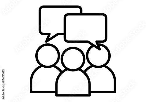 Icono negro de grupo de personas hablando a través de bocadillos de hablar